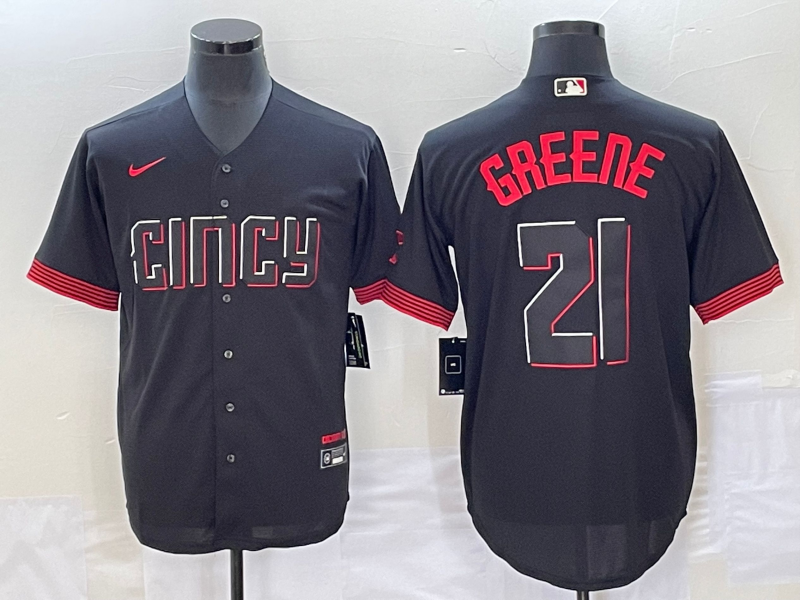 Men's Cincinnati Reds Hunter Greene #21 Black 2023 City Connect Jersey